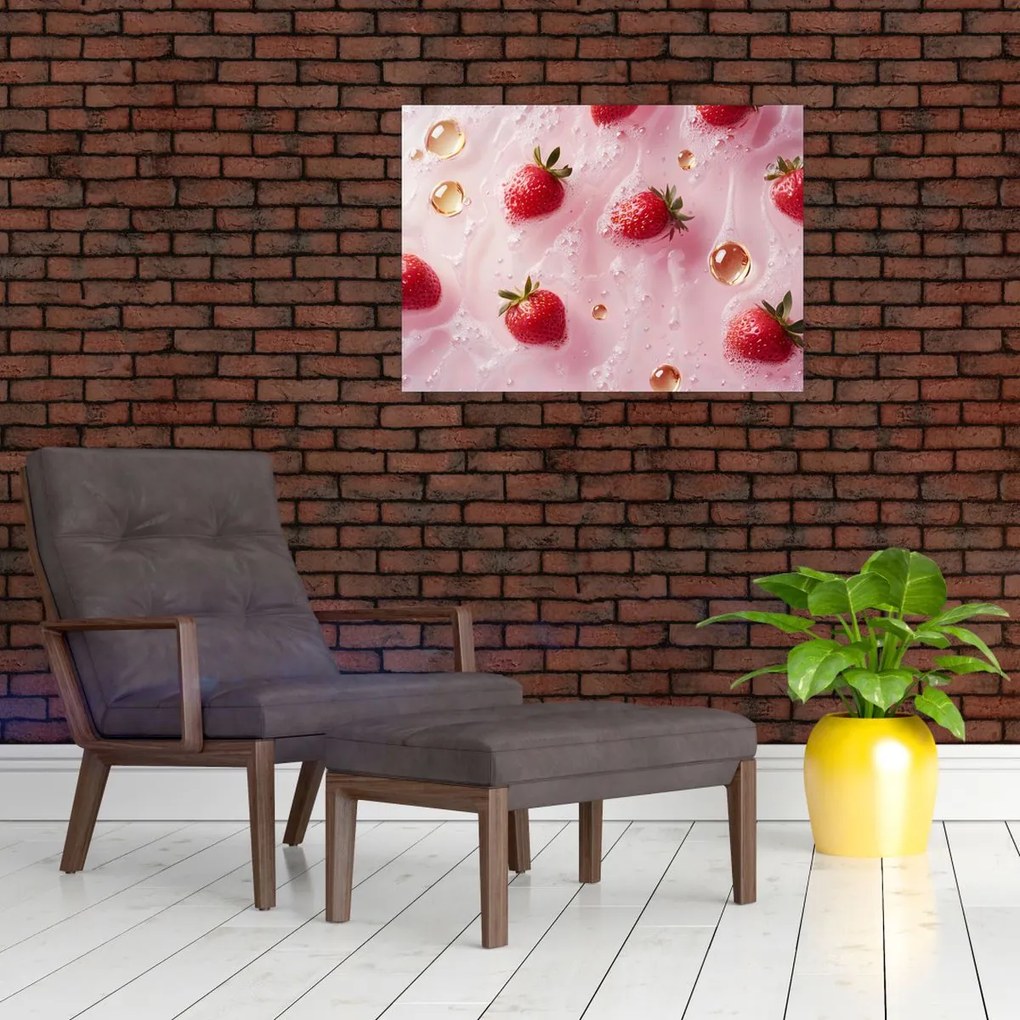 Kép - Eprek buborékokban (70x50 cm)