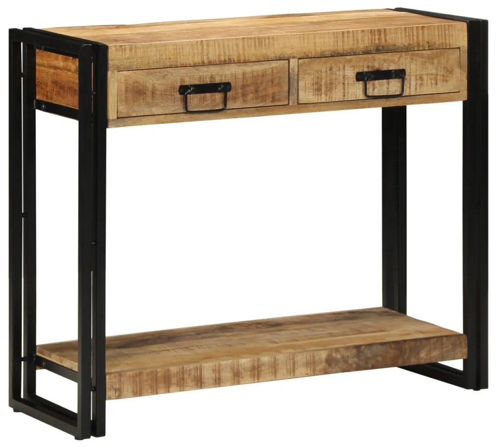 Konzolasztal 90x33x75 cm Tömör durva mangófából
