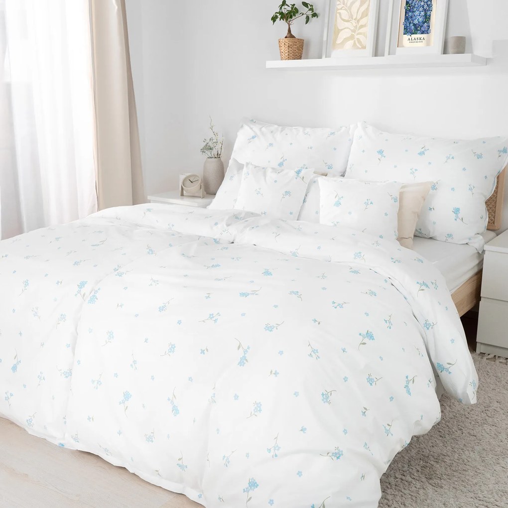 Goldea pamut ágyneműhuzat - nefelejcsek 140 x 200 és 70 x 90 cm
