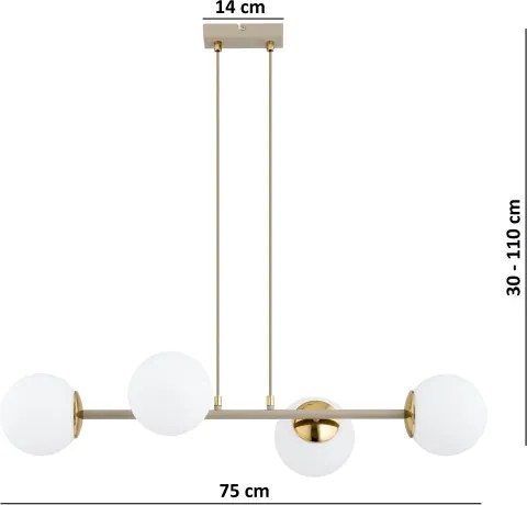 Brilagi - Kábeles függőcsillár MILO ECRU 4xE27/60W/230V bézs/arany