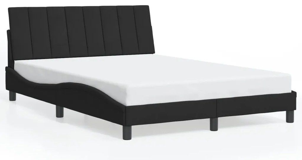 fekete bársony ágykeret LED-ekkel matrac nélkül Hanko 120 x 200 cm