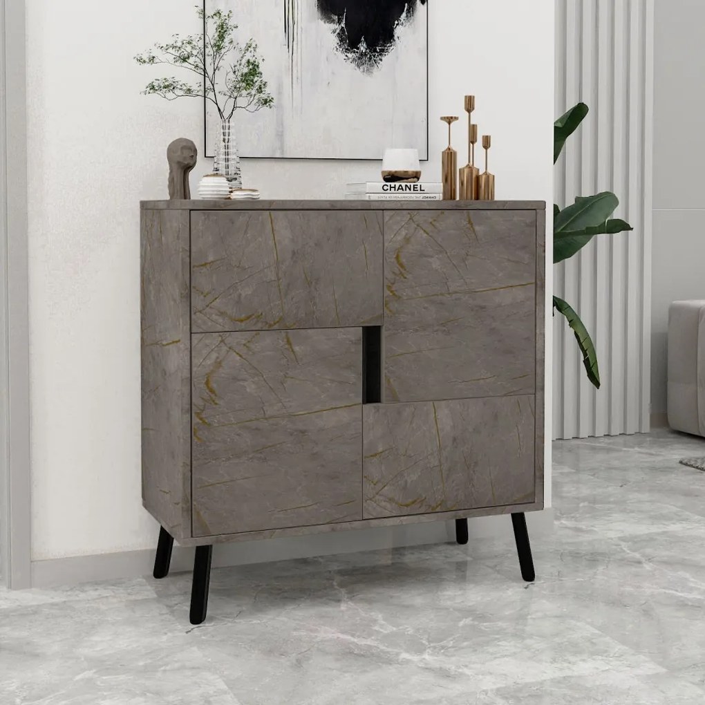 Darien - Gordion Marble, Black Wood