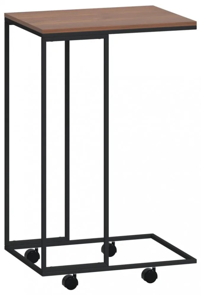 fekete szerelt fa kisasztal kerekekkel 40 x 30 x 63,5 cm
