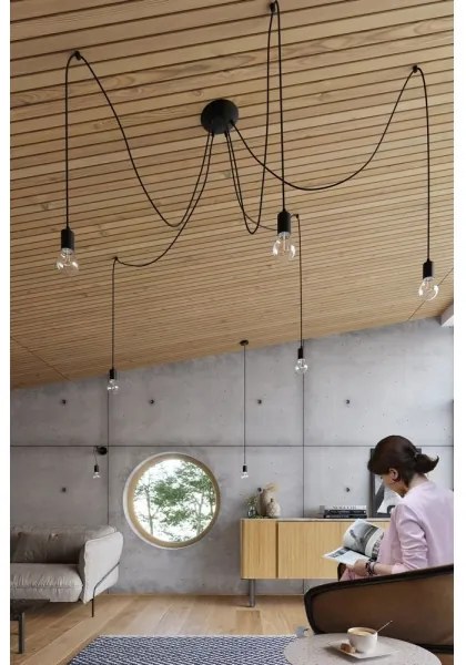 Sollux SL.0369 - Csillár zsinóron EDISON 1 1xE27/60W/230V pók fekete