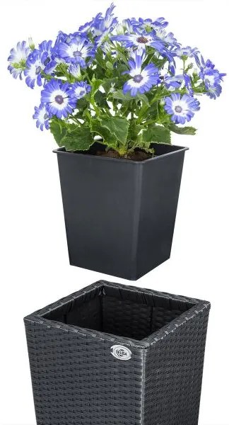 Casaria® 3 darabos polyrattan virágcserép szett - fekete