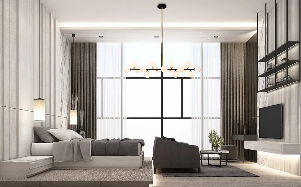 KING HOME MSE010100117 COSMO LEVEL Modern Függesztett Lámpa Fekete, Arany G4 IP20