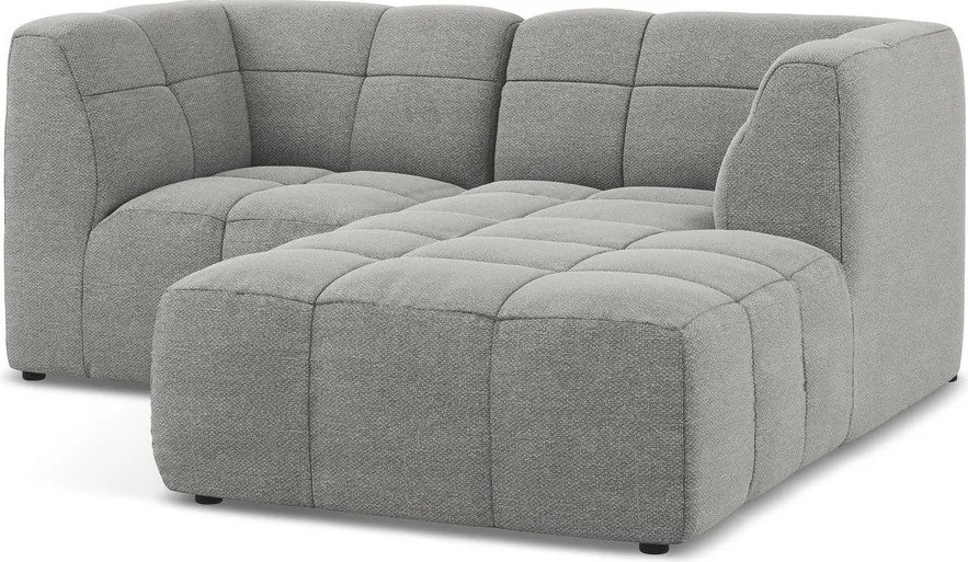 Szürke buklé sarokkanapé (jobb oldali-heverő résszel) Aloha – Makamii