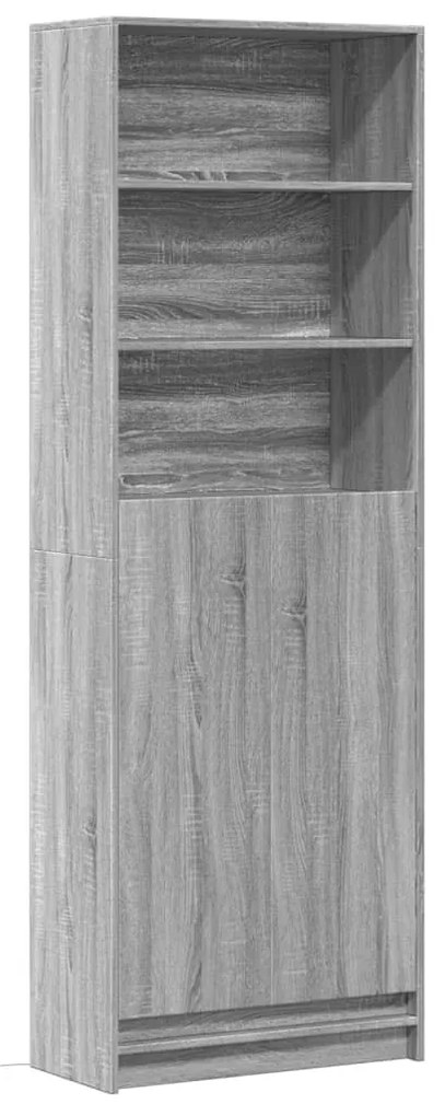 szürke sonoma szerelt fa magasszekrény LED-ekkel 69x32,5x200 cm
