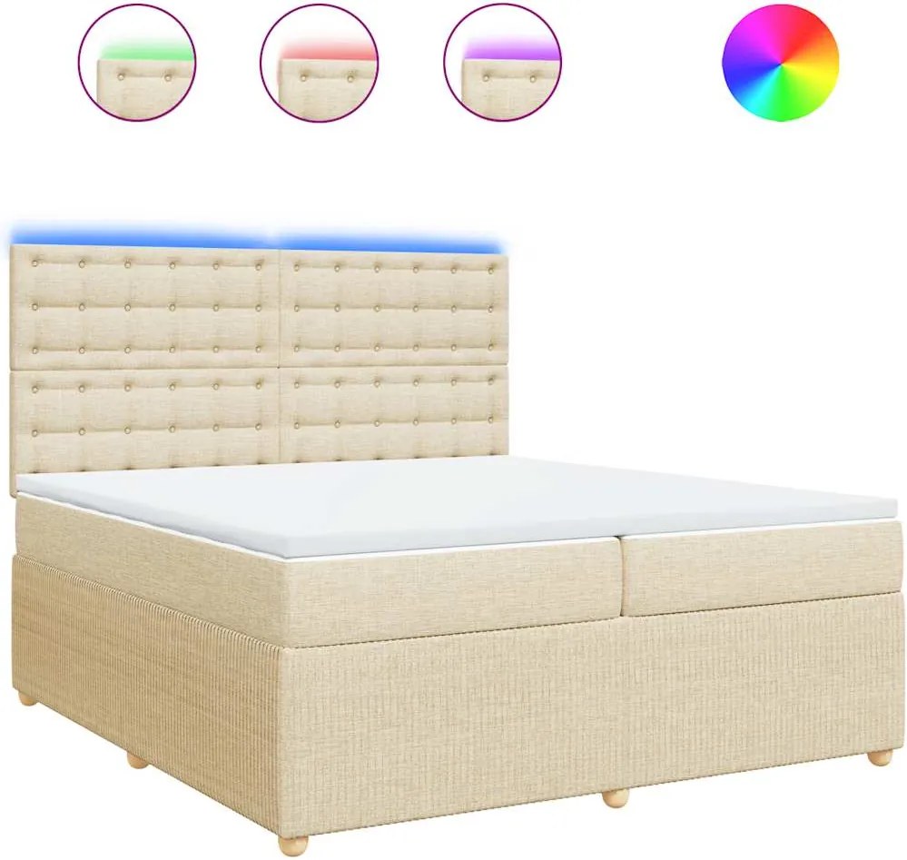 vidaXL krémszínű szövet rugós ágy matraccal 200 x 200 cm