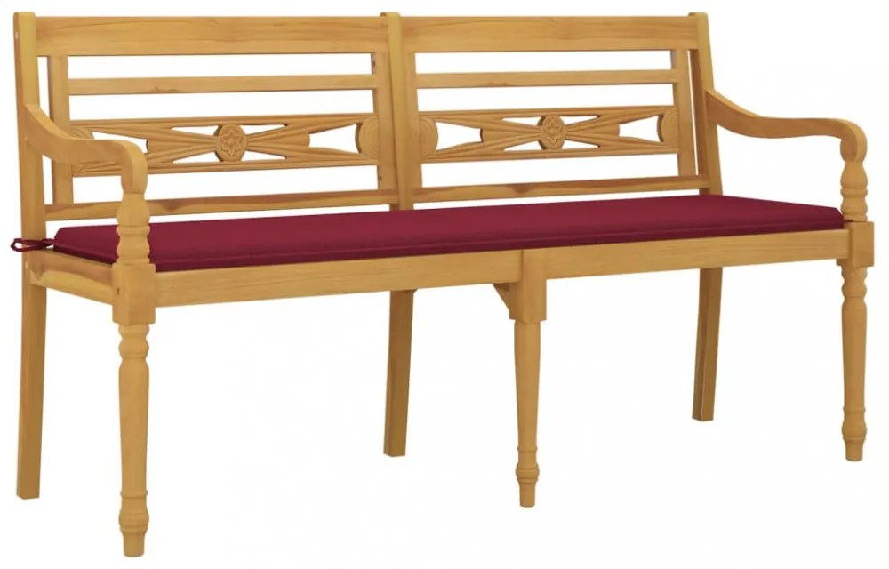 tömör tíkfa Batavia pad bordó párnával 150 cm