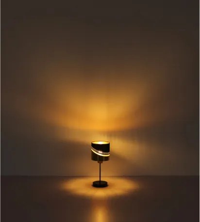 Globo 54046-1 Fekete matt fém spotlámpa, fekete textil, arany színű műanyag, billenőkapcsoló a terméken, SzxM: 90x175mm, Mélység: 200mm, 1x E14 25W 230V izzó nélkül