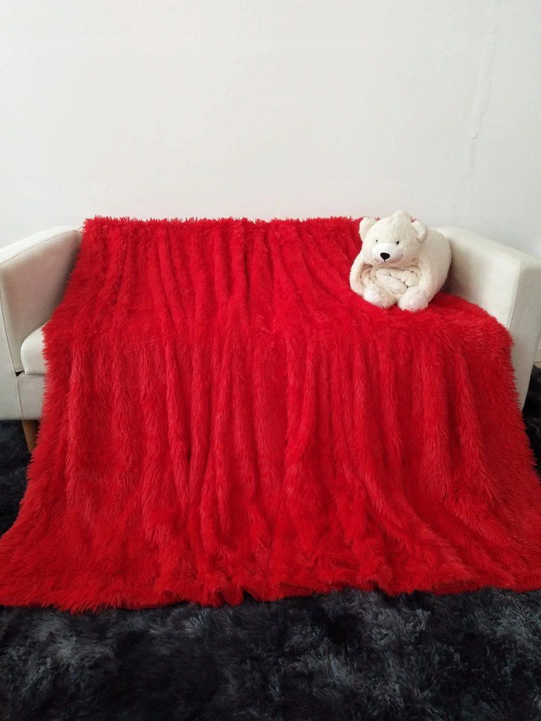 Takaró Ágytakaró Szőrös 220x240 Piros Kétoldalas