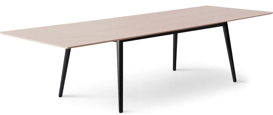 Fekete-natúr színű bővíthető étkezőasztal tölgyfa dekoros asztallappal 100x210 cm Meza – Hammel Furniture
