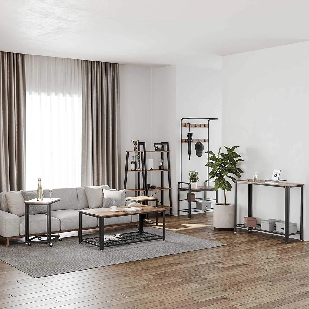 Kerekes kisasztal TAYLOR 50x35cm, rusztikus barna