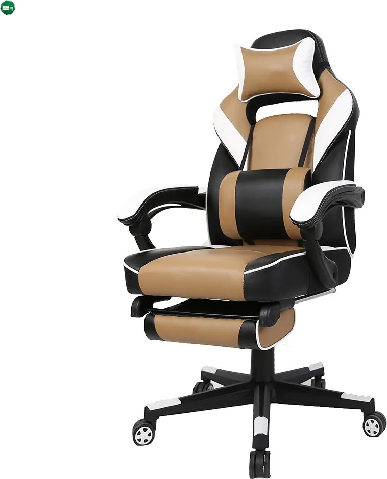Irodai/gamer fotel, fekete/fehér/bézs, OZGE