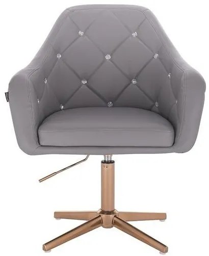 HR830CROSS Szürke modern műbőr szék arany lábbal