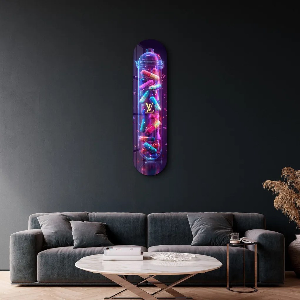 Colorful LV Tube edzett üvegkép, 20 x 80 cm