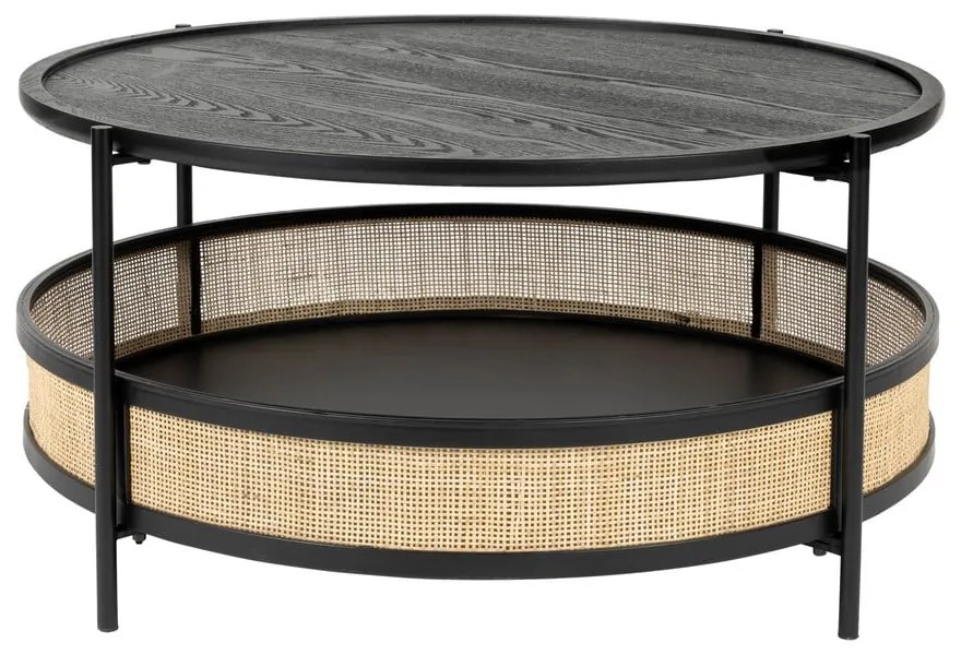 Fekete-natúr színű kerek dohányzóasztal ø 80 cm Makoto – White Label