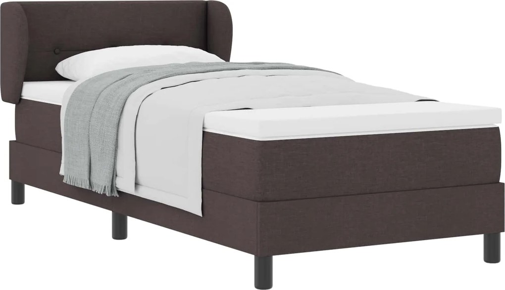 vidaXL Boxrugós ágy matracmal Sötét Barna 90 x 190 cm szövet