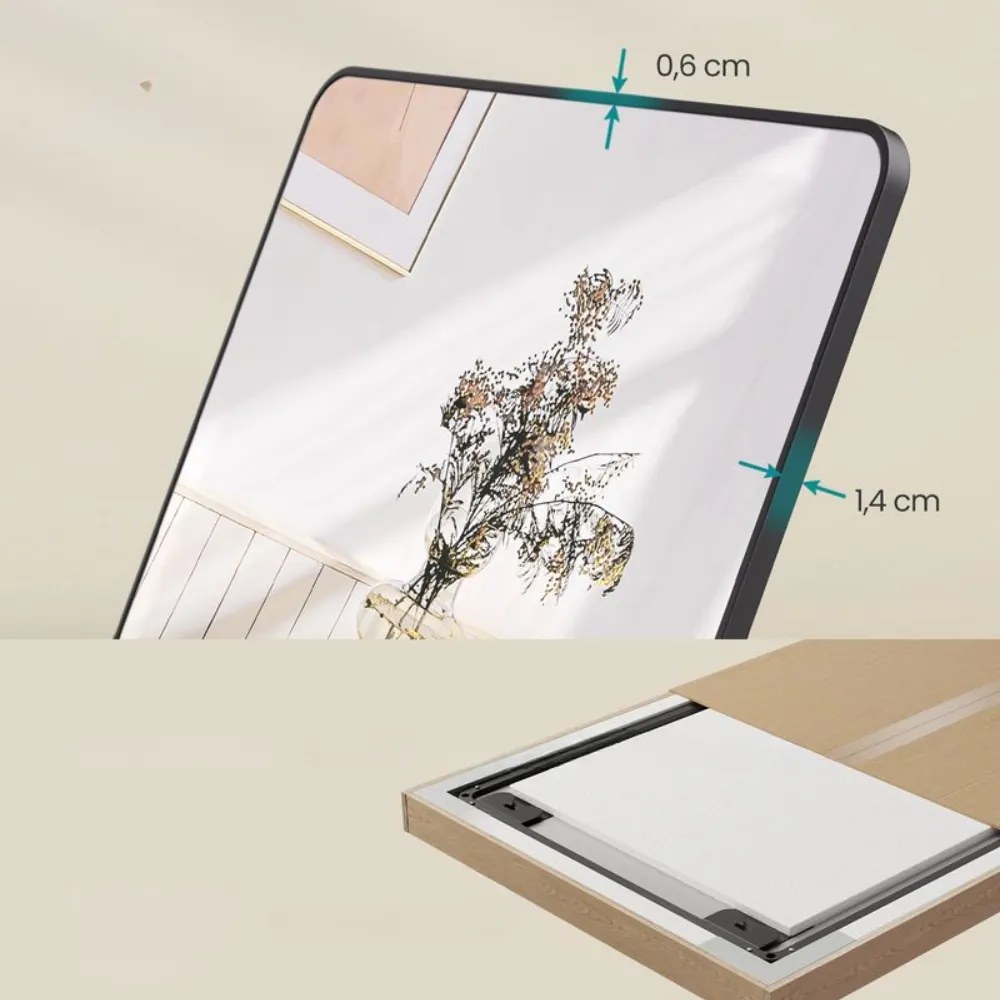 NOIR téglalap alakú tükör, 160x50 cm, fekete SongmicsHome