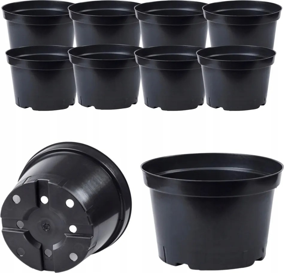 Kerek Kaspó Alacsony Termetű Műanyag Palántaültetéshez Nagy 20L