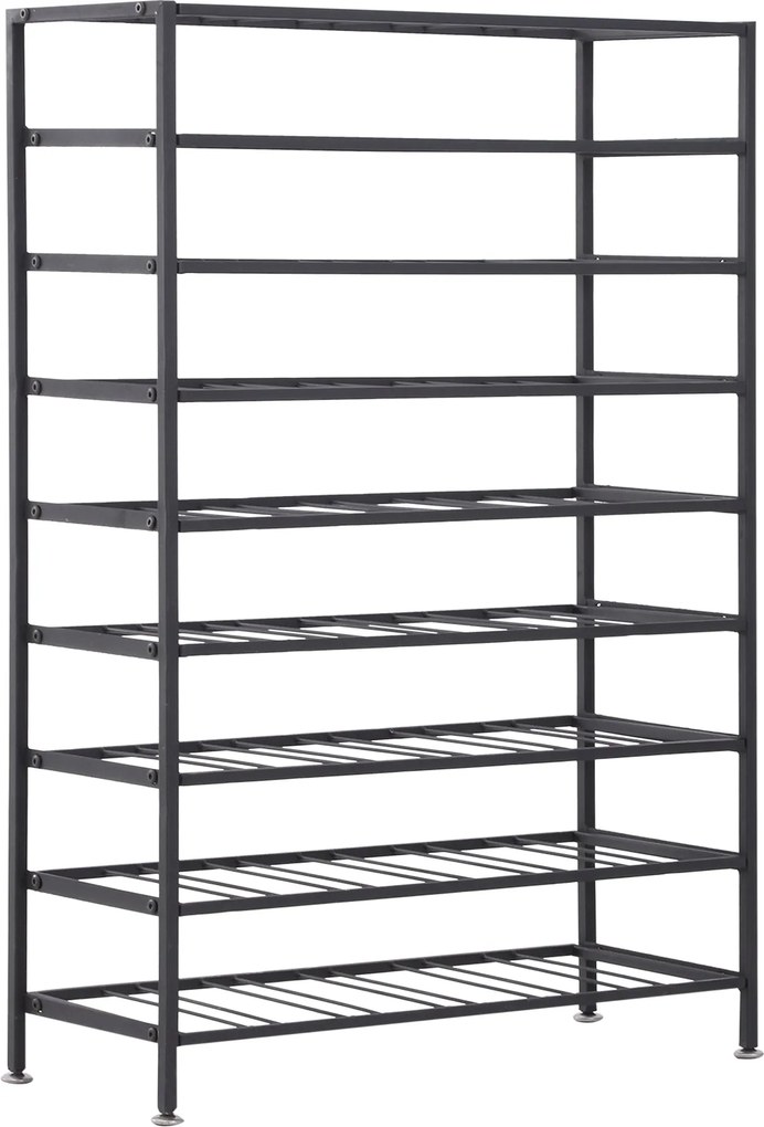 HOMCOM Bor állvány palackszekrény - 54 palack kapacitás - 63L x 25W x 91H cm fekete fém | Aosom