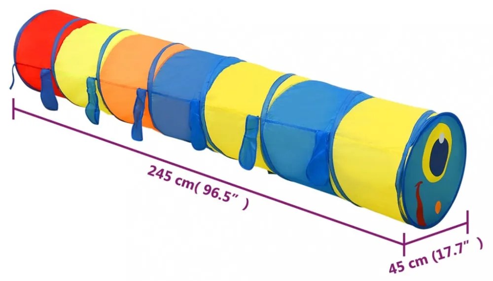 többszínű poliészter gyerek-játszóalagút 245 cm