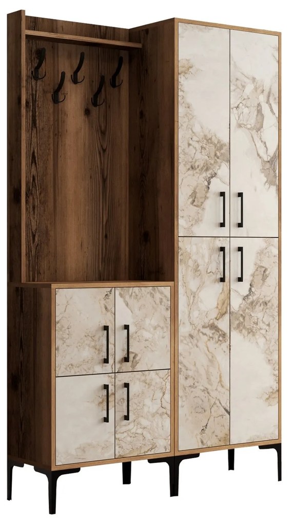 Előszobafal Berlin BA - Diós, Fehér Marble
