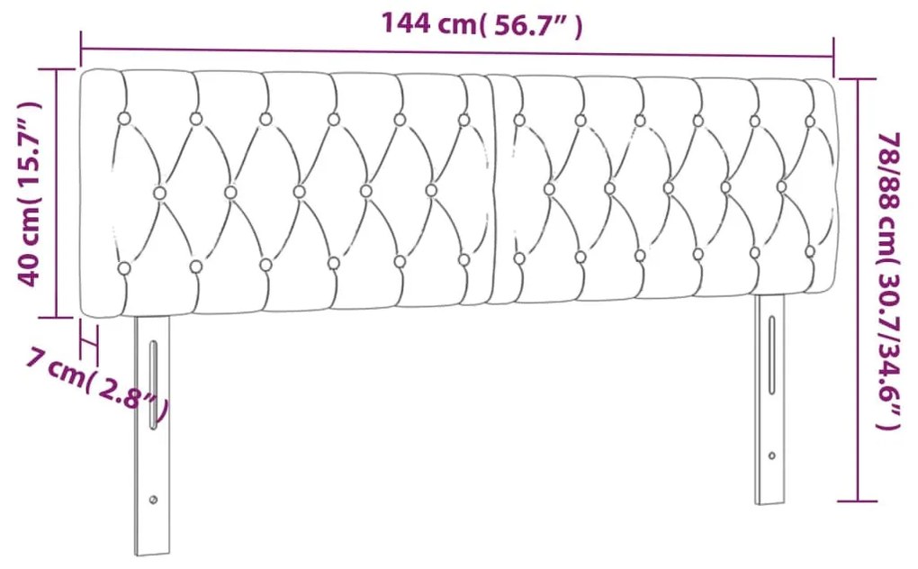 sötétszürke bársony LED-es fejtámla 144 x 7 x 78/88 cm