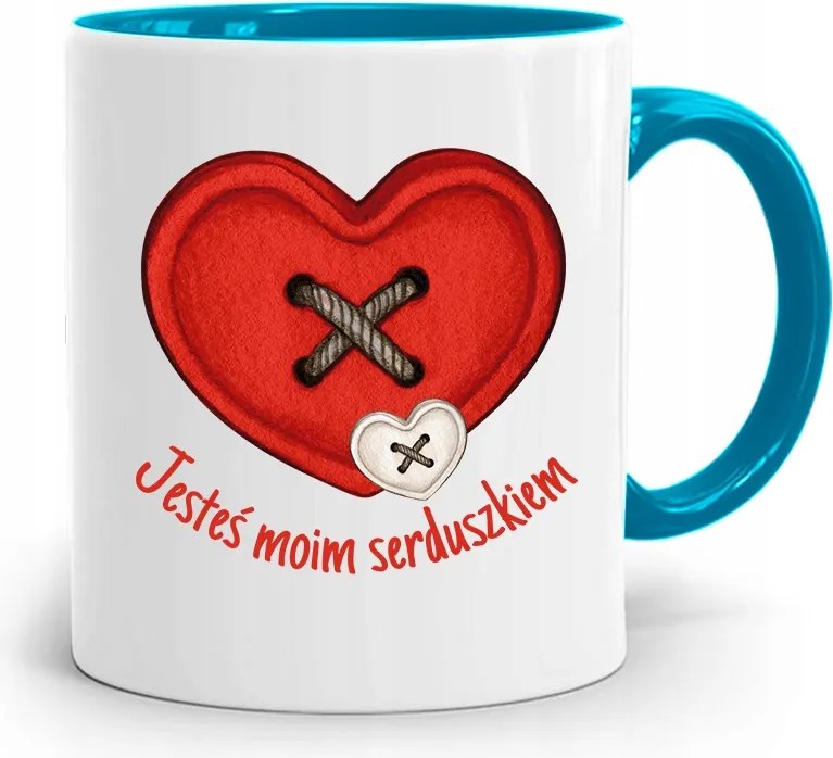 Kék Bögre Valentin Napra Te Vagy Az Enyém nyomott mintával