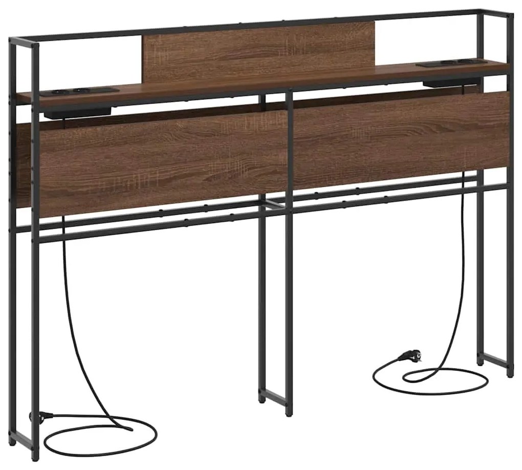 Tároló fejtámla polcokkal tárolóval barna tölgy 160 cm Faanyag