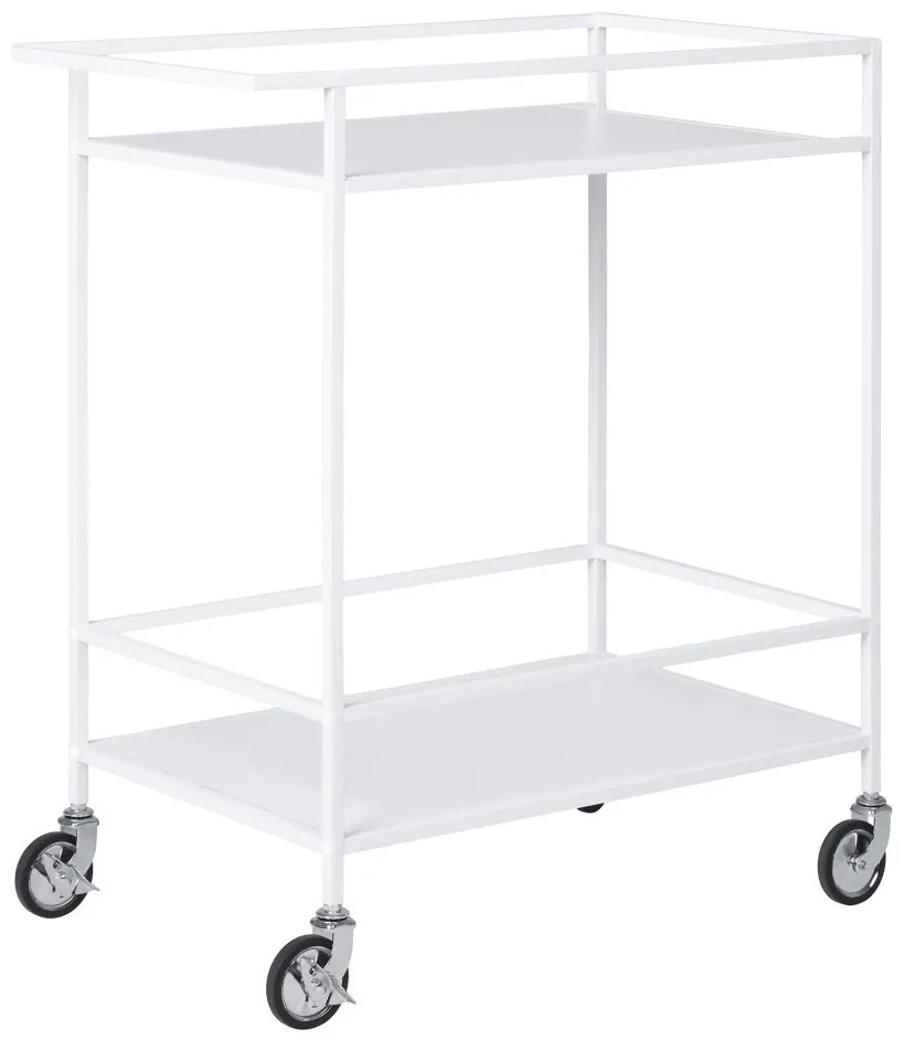 Vita zsúrkocsi, 2 polc, fehér, fehér váz 68x40x79 cm