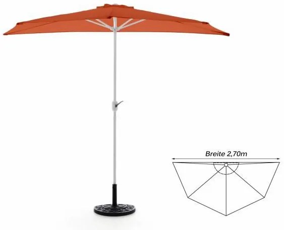 Balkon napernyő fékör alakú 270 cm terrakotta+kiegészítő