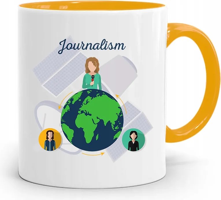 Sárga Bögre Ajándék Riporter Újságírónak fényképes nyomtatással