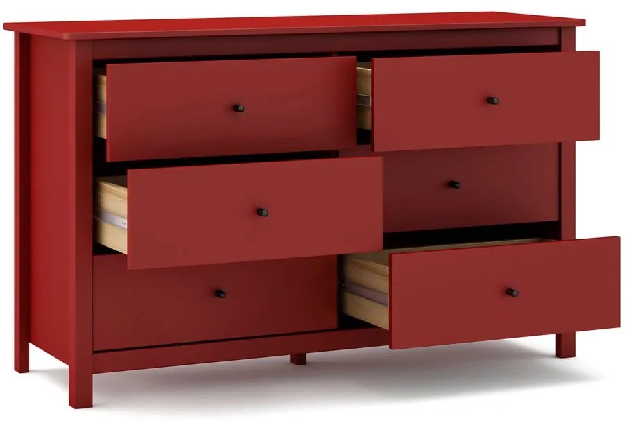 Piros borovi fenyő alacsony komód 130x80 cm Misti – Marckeric