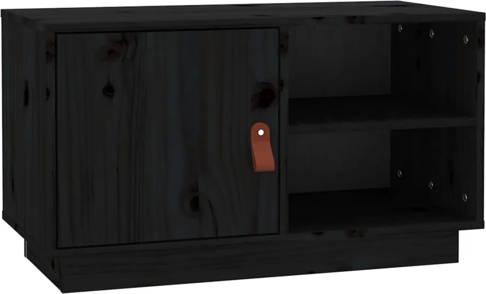 vidaXL fekete tömör fenyőfa TV-szekrény 70 x 34 x 40 cm