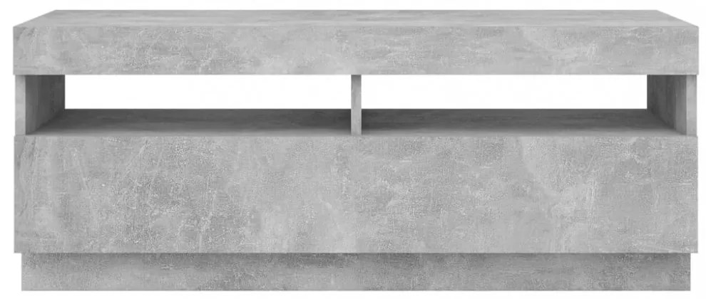 betonszürke TV-szekrény LED-lámpákkal 100 x 35 x 40 cm
