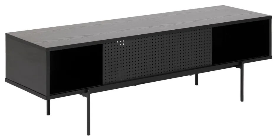Fekete TV-állvány kőrisfa dekorral 140x45 cm Angus – Actona