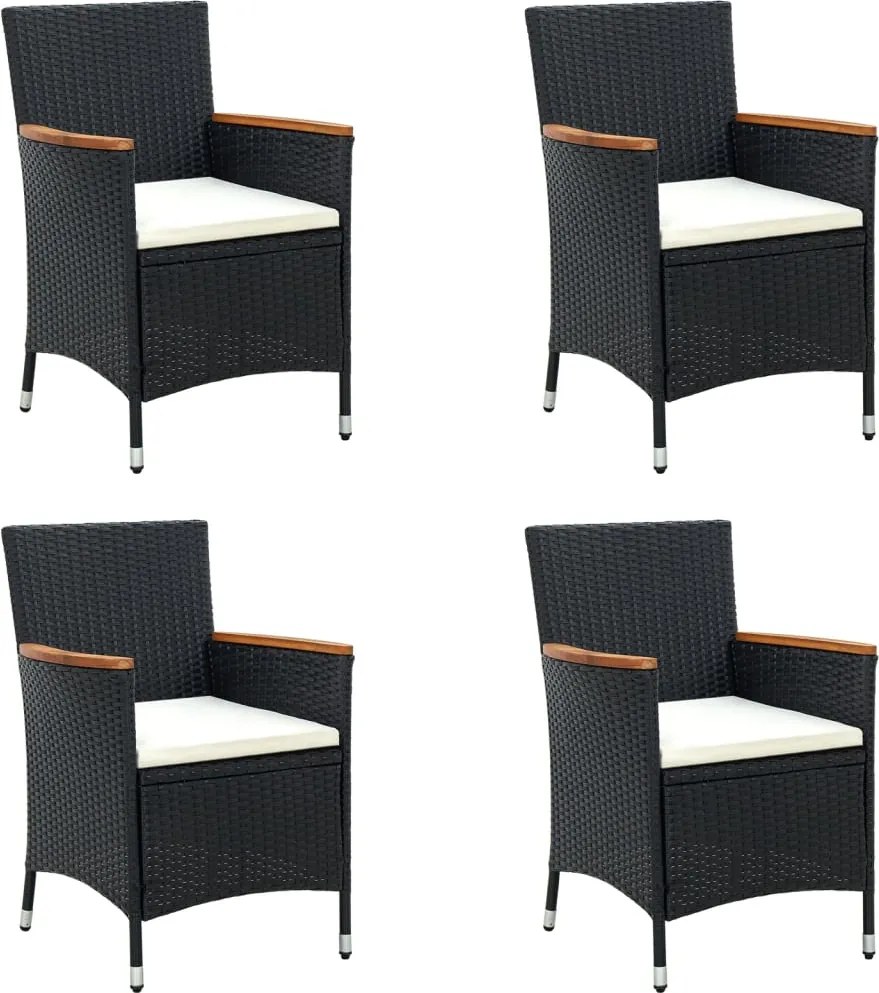 vidaXL 4 db fekete polyrattan kerti étkezőszék