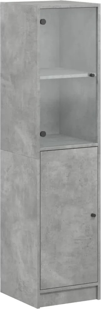 vidaXL betonszürke magasszekrény üvegajtóval 35 x 37 x 142 cm
