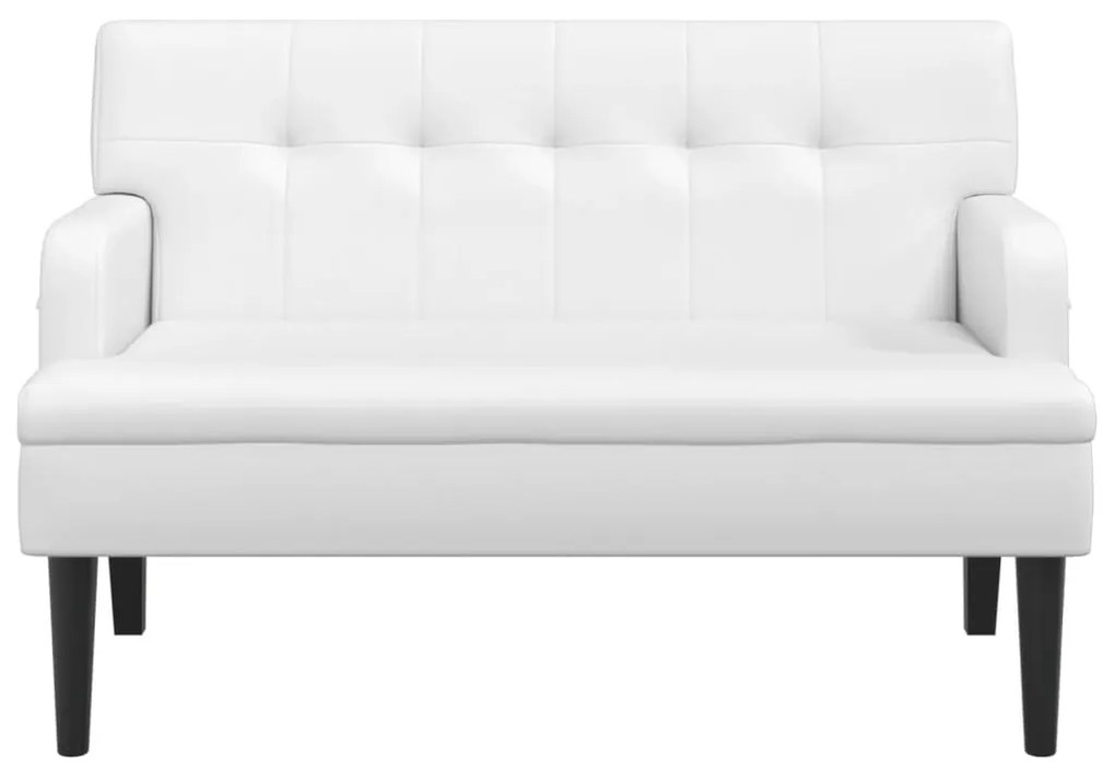 fehér műbőr pad háttámlával 112x65,5x75 cm
