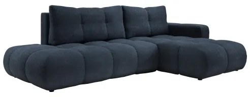 ALMADA jobb oldali, ágyazható L alakú kárpitozott sarokülőgarnitúra tárolóval, kék