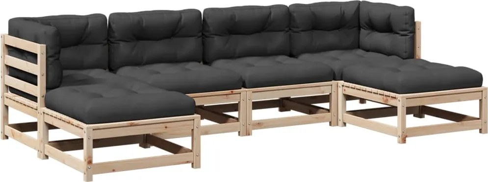 vidaXL 6 részes tömör fenyőfa kerti ülőgarnitúra párnákkal