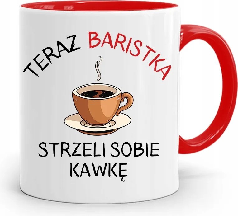 Barista Kávézó Bögre Piros, fényképes nyomattal