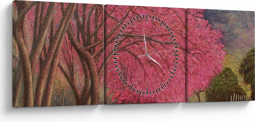 Virágzó fák képe (órával) (90x30 cm)