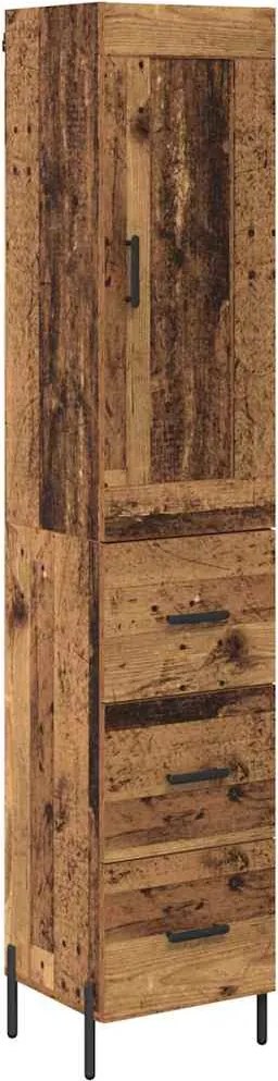 vidaXL Magasfiú fiókkal Öreg fa 34,5 x 34 x 180 cm Faanyag