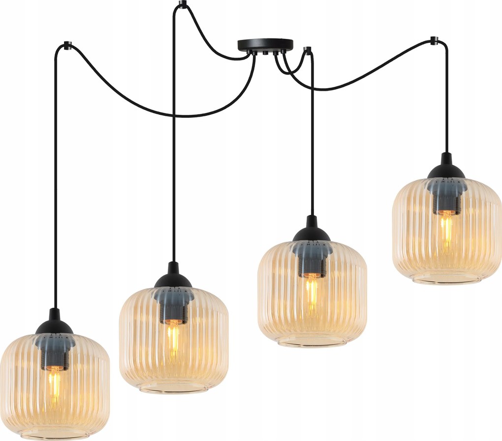 Mennyezeti Lámpa Lógó Csillár Pók Üveg Henger Faragott Topáz 15CM