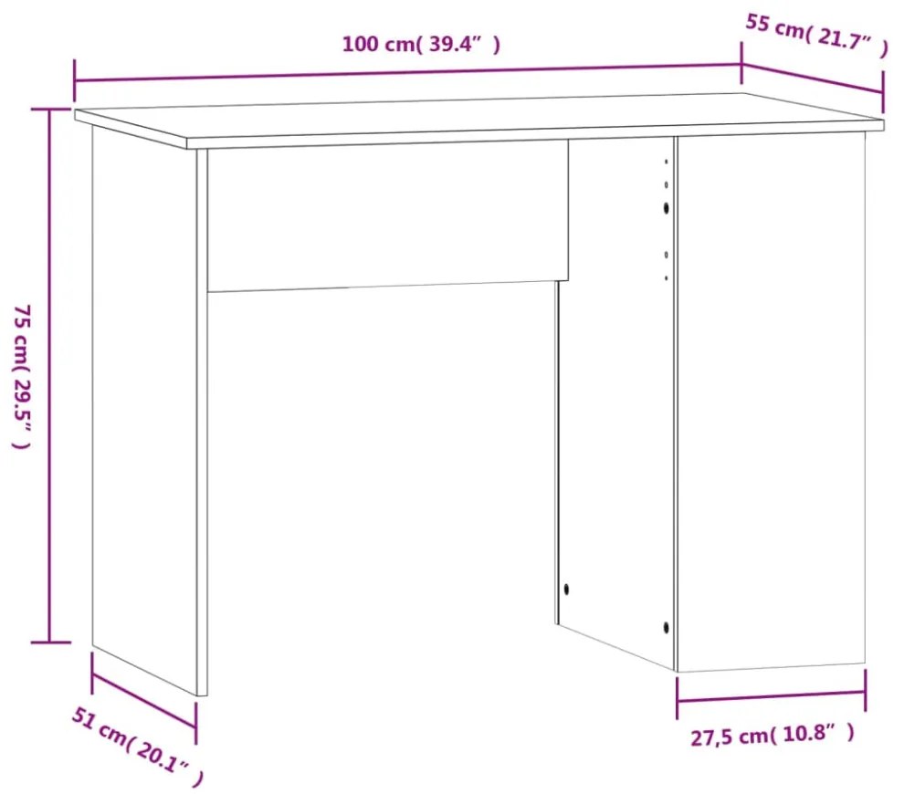 füstös tölgy színű szerelt fa íróasztal 100 x 55 x 75 cm