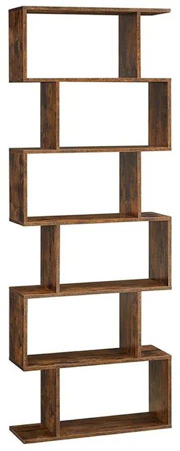 Vasagle PRESTON könyvespolc, 70x24x190,5cm, barna színben