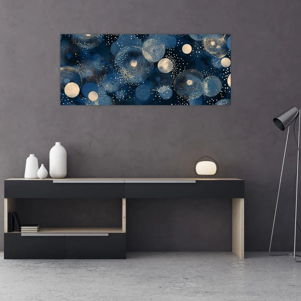 Kép - Kék-arany gyűrűk (120x50 cm)